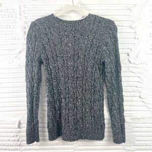 Lands' End Drifter Sweater Black‎ Heather Cable Knit Crewneck Pullover XS